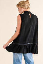 And The Why Lace Detail Sleeveless Ruffled Top | Tops Daverri Fashions