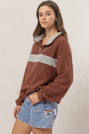HYFVE Fleece Color Block Half Zip Sweatshirt | Daverri Fashions