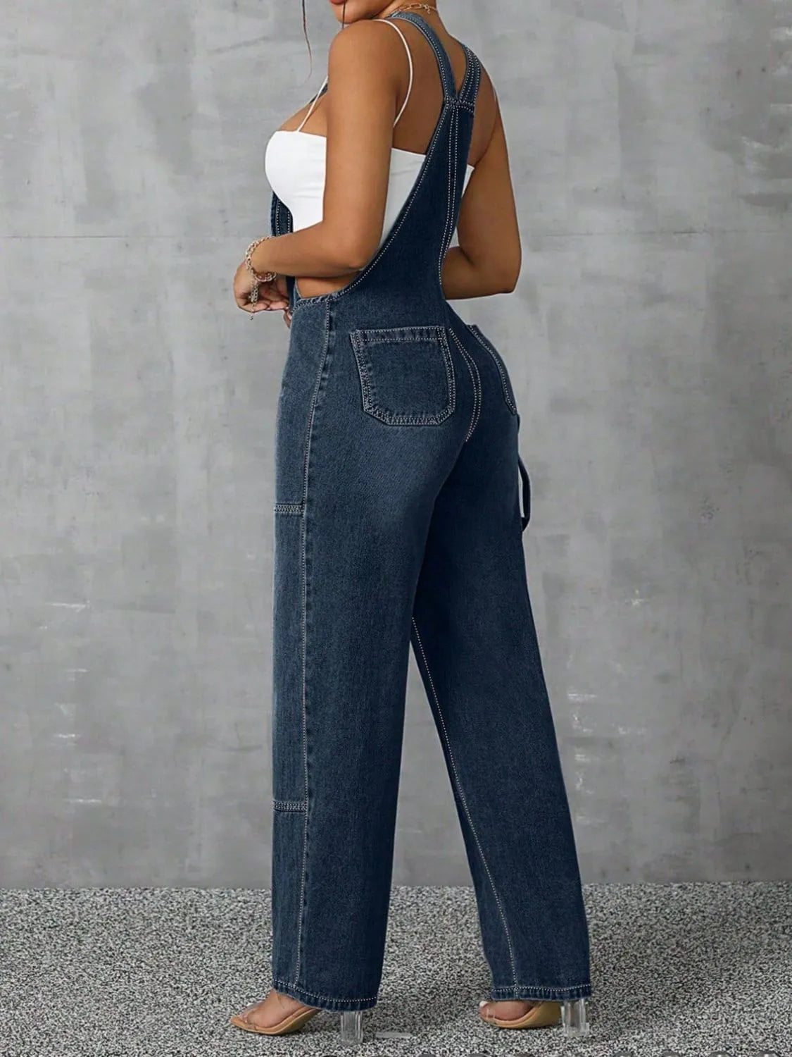 Zip Front Wide Strap Denim Overalls | Jumpsuits Daverri Fashions