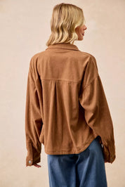 BiBi Corduroy Relaxed Fit Shacket with Back Pleat | Shackets Daverri Fashions
