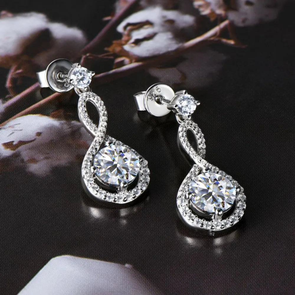 1 Carat Moissanite 925 Sterling Silver Earrings | Earrings Daverri Fashions