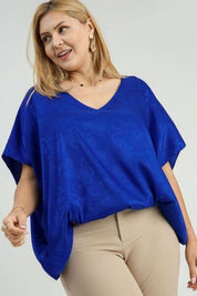 Umgee Full Size Satin Animal Print Jacquard Top | Tops Daverri Fashions