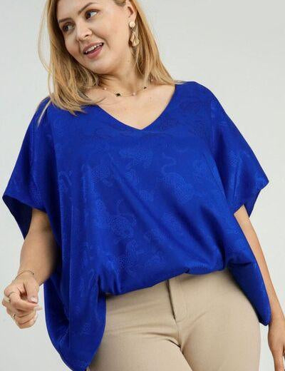 Umgee Full Size Satin Animal Print Jacquard Top | Tops Daverri Fashions