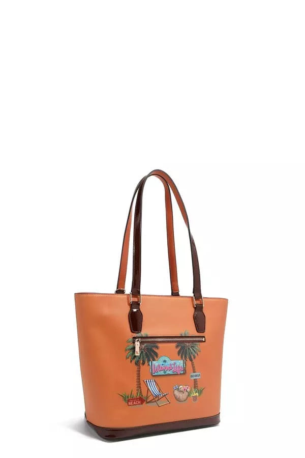 Tropical Beach House Print Shopper Bag | Totes Daverri Fashions
