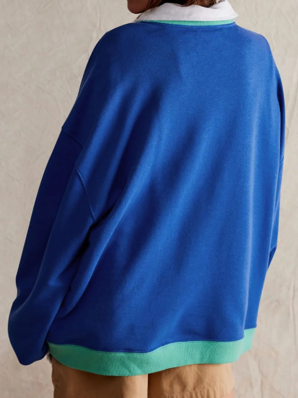 Contrast Dropped Shoulder Long Sleeve Sweatshirt | Sweatshirts Daverri Fashions