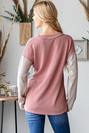 Heimish Color Block Exposed Seam Ribbed T-Shirt | Daverri Fashions
