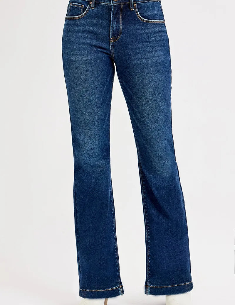 RISEN Full SIze Tummy Control Mid Rise Flare Jeans Plus SIze | Jeans Daverri Fashions