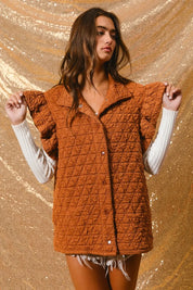 BiBi Quilting Knit Ruffle Sleeve Vest | Vests Daverri Fashions