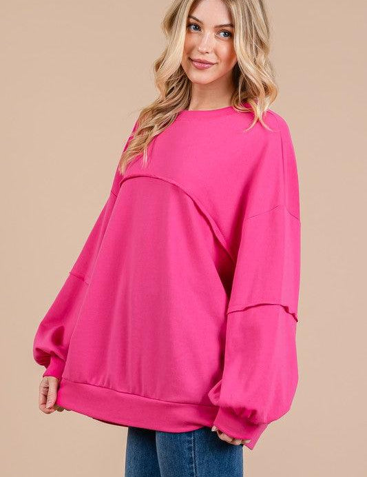 Ces Femme Exposed Seam Long Sleeve Sweatshirt | Sweatshirts Daverri Fashions