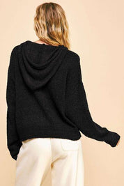 Davi & Dani Drop Shoulder Long Sleeve Hooded Sweater | Sweaters Daverri Fashions