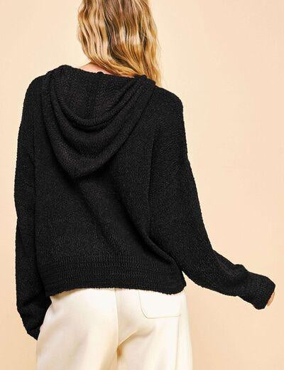 Davi & Dani Drop Shoulder Long Sleeve Hooded Sweater | Sweaters Daverri Fashions