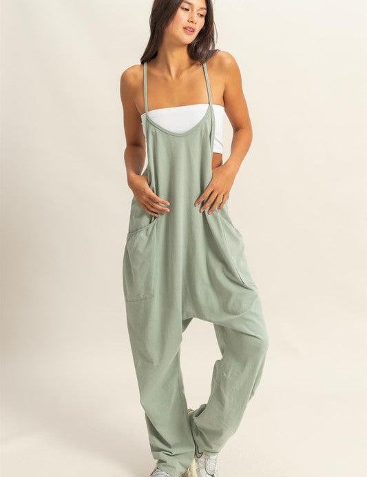 HYFVE Relaxed Fit Mineral Washed Overalls with Pockets | Daverri Fashions