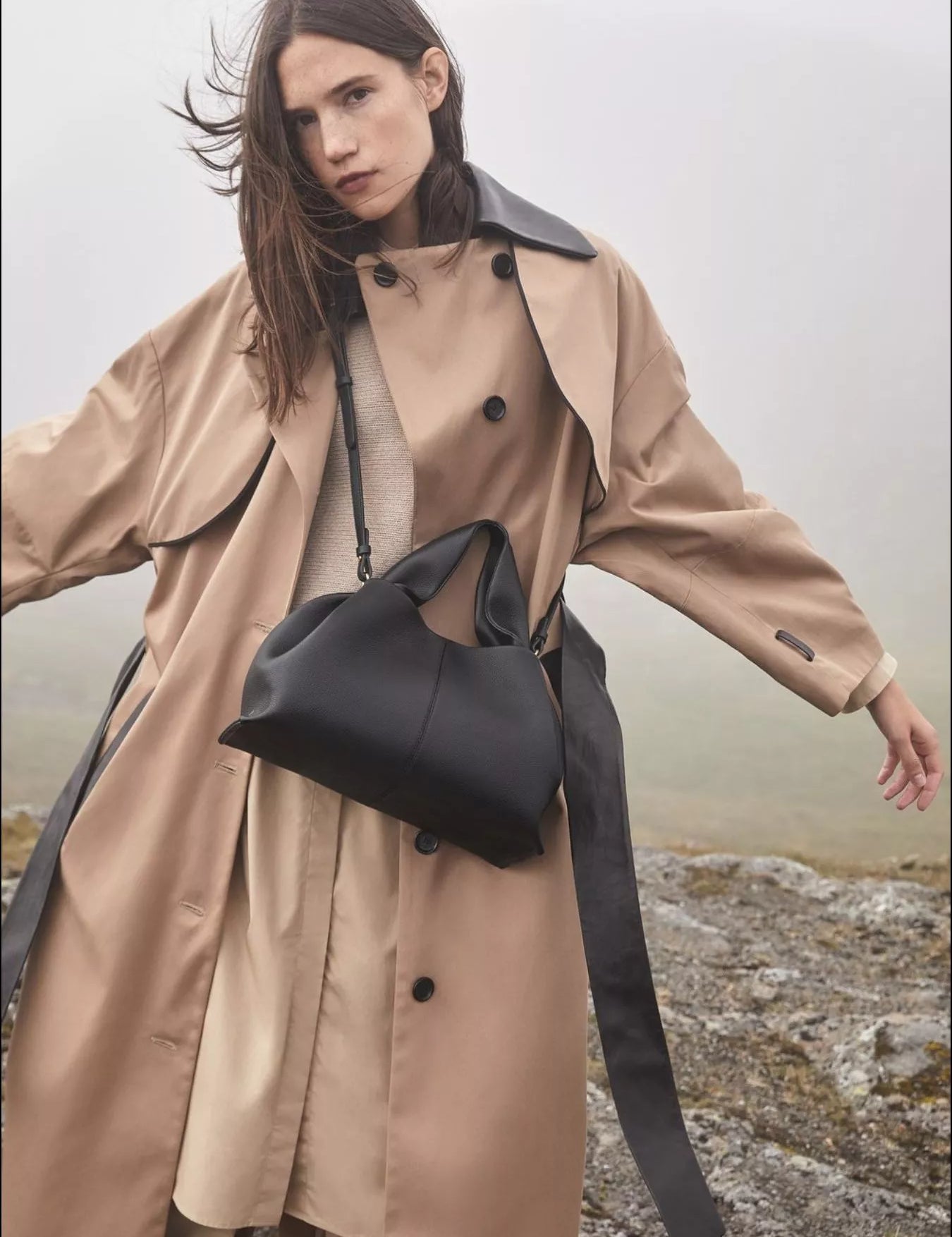 Black One Size PU Leather Ruched Crossbody Handbag | Handbags Daverri Fashions