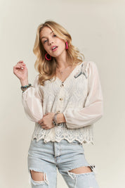 ADORA Button Down Embroidered Blouse | Blouses Daverri Fashions