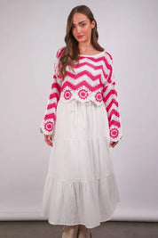 VERY J Chevron/Floral Pattern Crochet Knit Top | Knit Tops Daverri Fashions