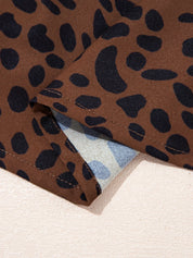 Leopard Print Ruffled Puff Sleeve Blouse | Blouses Daverri Fashions