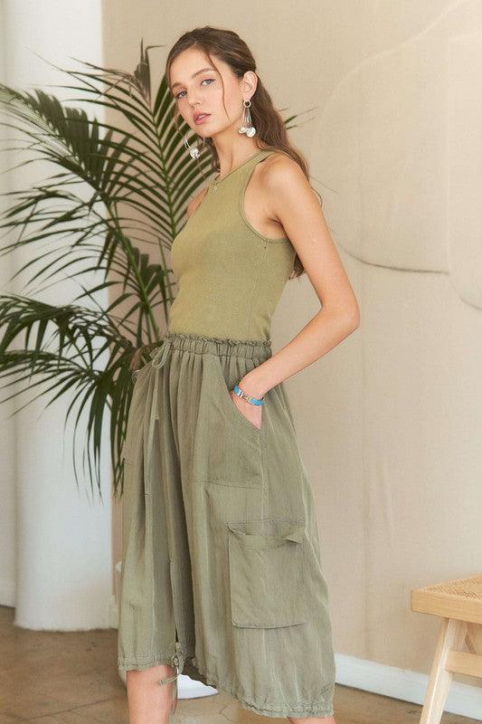 ADORA Drawstring Sleeveless Washed Dress | Daverri Fashions