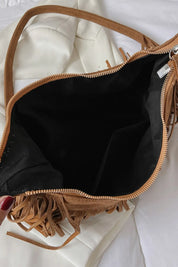 Suede Fringe Adjustable Strap Shoulder Bag | Handbags Daverri Fashions