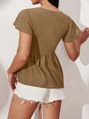 V-Neck Flutter Sleeve Blouse | Blouses Daverri Fashions