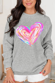 Valentine’s Day Heart Round Neck Drop Shoulder Sweatshirt | Sweatshirts Daverri Fashions