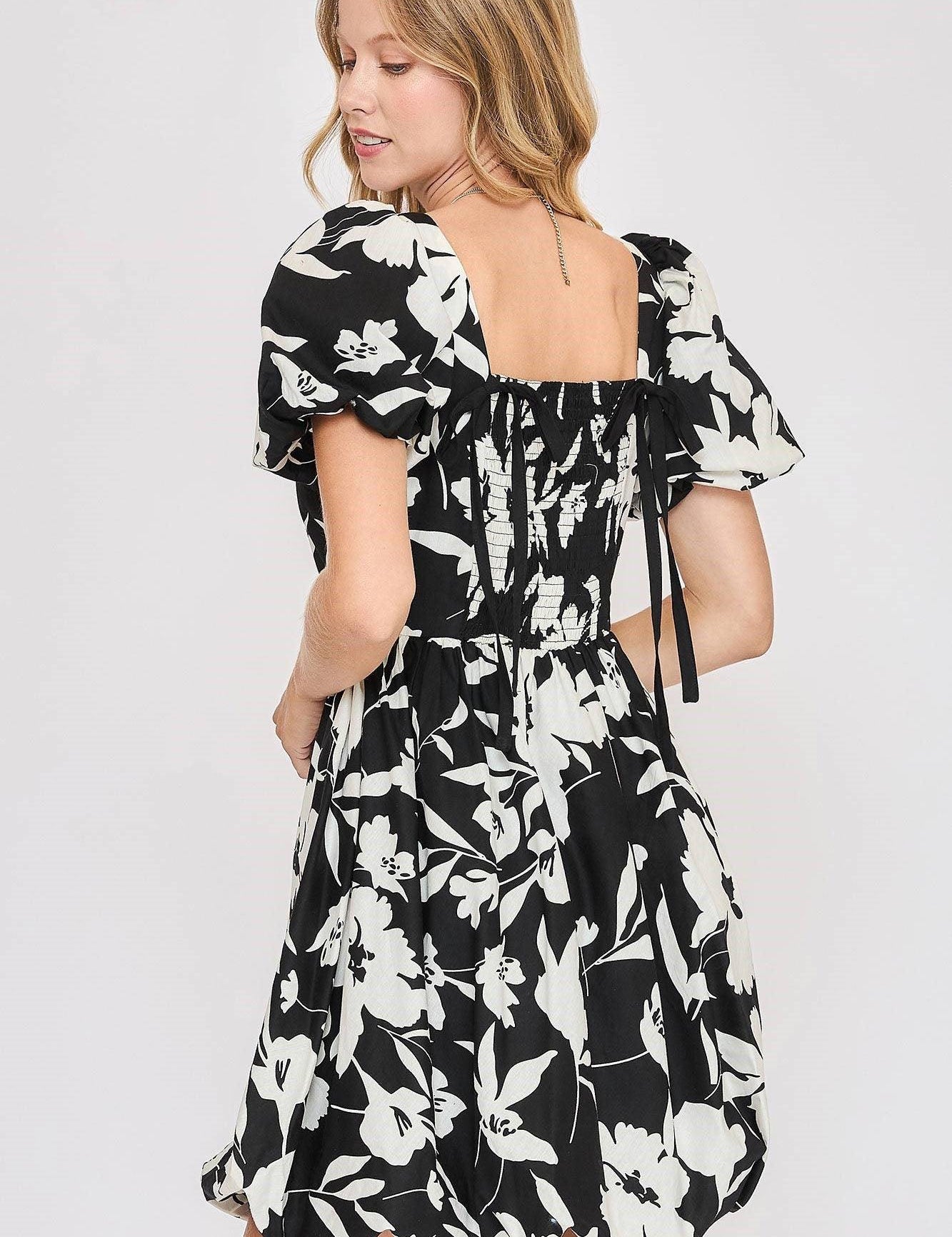 Umgee Full Size Two Tone Floral Print Babydoll Dress Plus Size | Babydoll Dresses Daverri Fashions