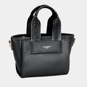 Black One Size David Jones Small Handbag with Embossed Pattern Handles | Daverri Fashions
