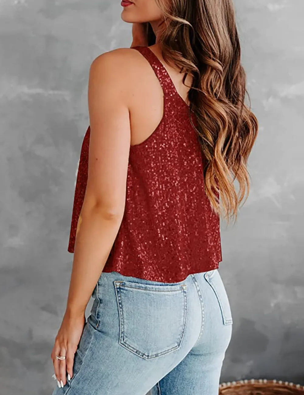 Sequin Scoop Neck Tank | Tank Tops Daverri Fashions