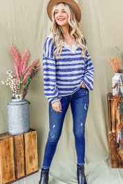 And The Why Striped Lace Detail V Neck Top | Tops Daverri Fashions