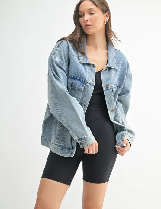 MONO B Boxy-Cut Denim Jacket | Daverri Fashions
