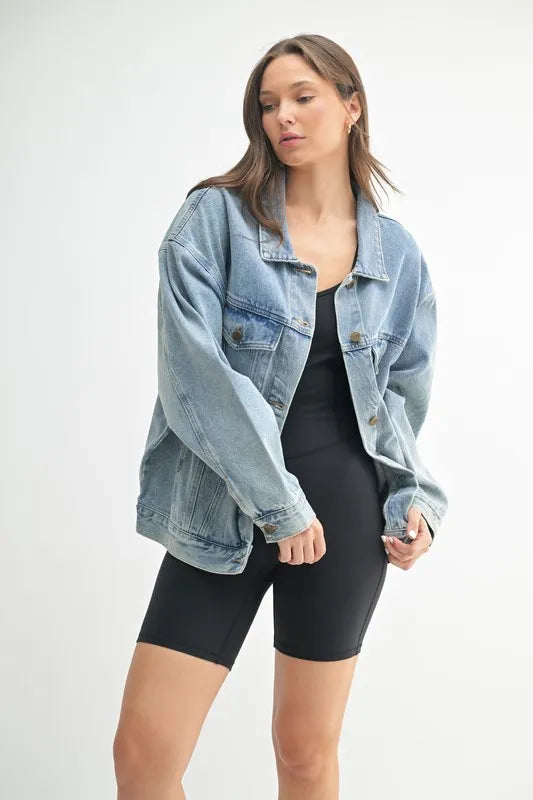 MONO B Boxy-Cut Denim Jacket | Daverri Fashions