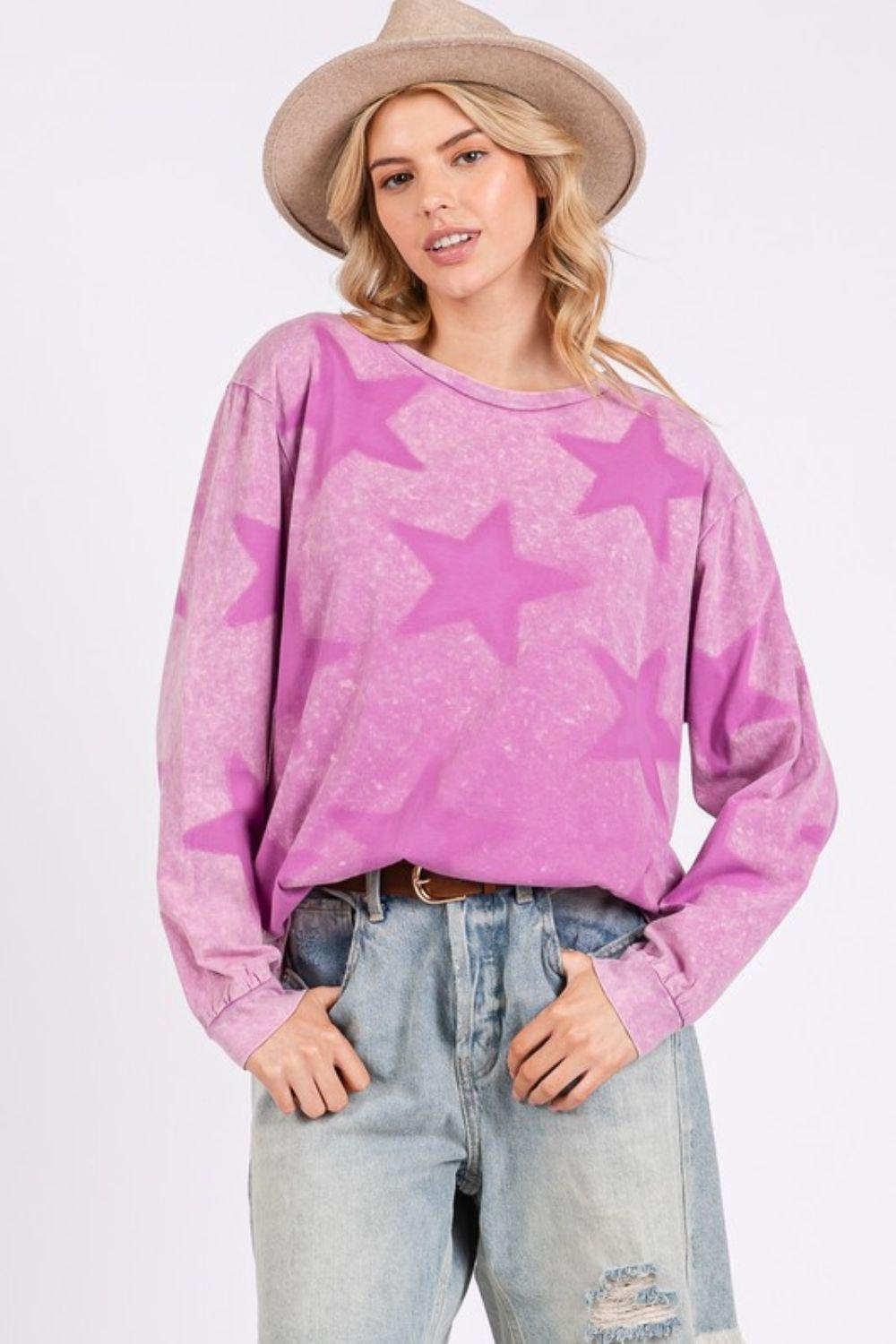 SAGE + FIG Mineral Wash Star Pattern T-Shirt | T-Shirts Daverri Fashions