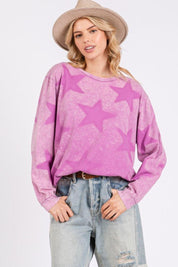 SAGE + FIG Mineral Wash Star Pattern T-Shirt | T-Shirts Daverri Fashions