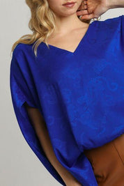Umgee Full Size Satin Animal Print Jacquard Top | Tops Daverri Fashions