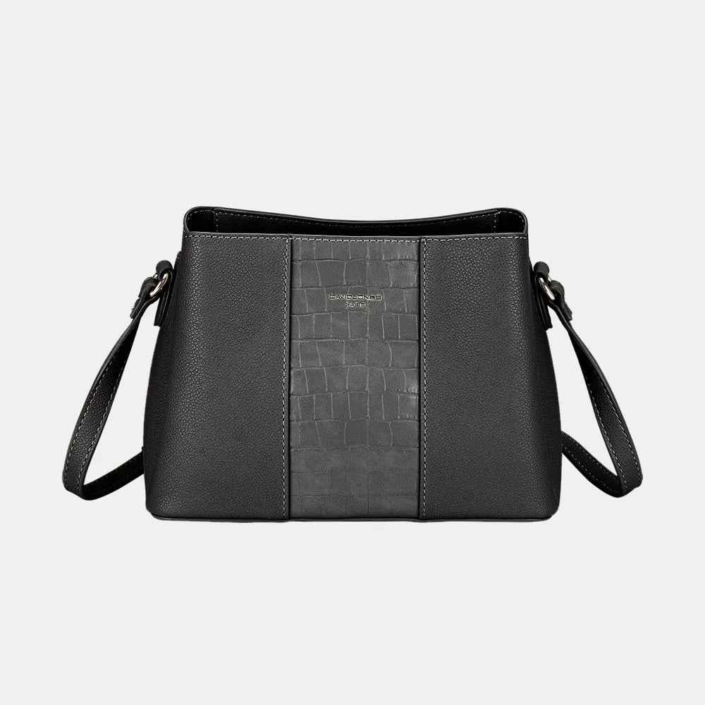 Black One Size David Jones PU Leather Crossbody Bag | Handbags Daverri Fashions