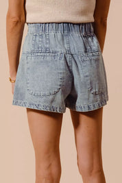 SO ME Flared Denim Shorts with Elasticized Waist | Denim Shorts Daverri Fashions