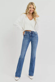 RISEN Full Size Tummy Control High Rise Straight Jeans Plus Size | Jeans Daverri Fashions