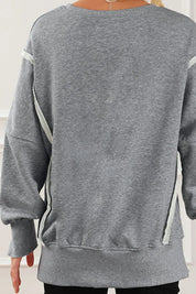 Exposed Seam High-Low Long Sleeve Sweatshirt | Daverri Fashions