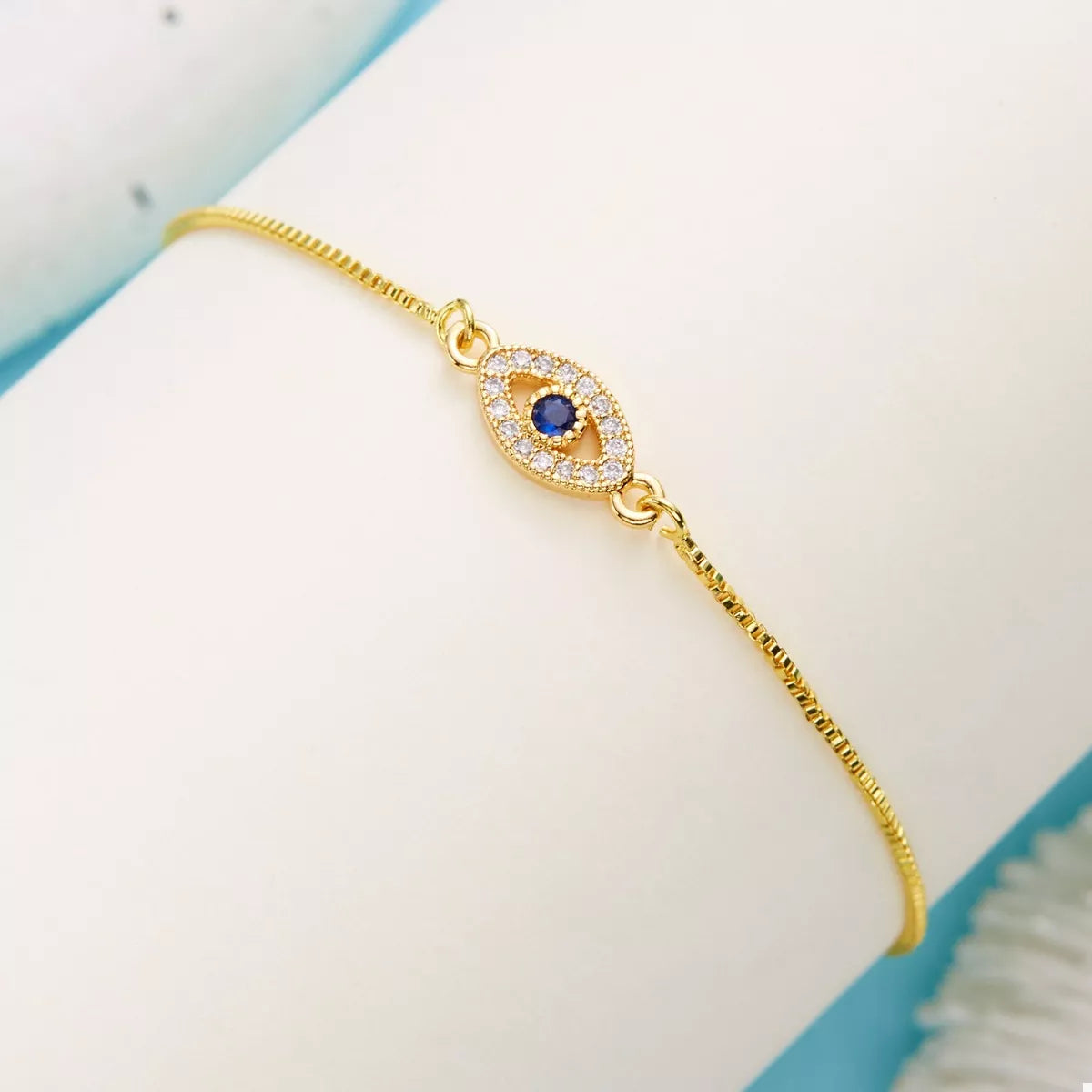 18K Gold-Plated Evil Eye Adjustable Bracelet | Bracelets Daverri Fashions