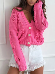 Button Up V-Neck Cardigan | Cardigans Daverri Fashions