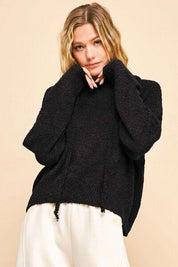 Davi & Dani Drop Shoulder Long Sleeve Hooded Sweater | Sweaters Daverri Fashions