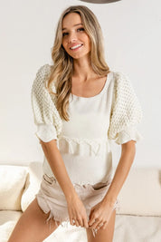 BiBi Tassel Detail Textured Square Neck Sweater | Sweaters Daverri Fashions