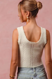 SO ME Chevron Pattern Buttoned Front Lightweight Tank Top | Tank Tops Daverri Fashions