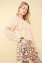 Cream L VERY J Shaggy Yarn Knit Zip Up Jacket Cream | Jackets Daverri Fashions