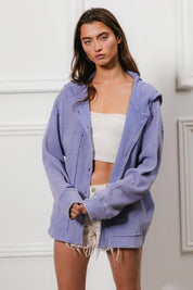 BiBi Washed Waffle Thermal Hooded Jacket | Daverri Fashions