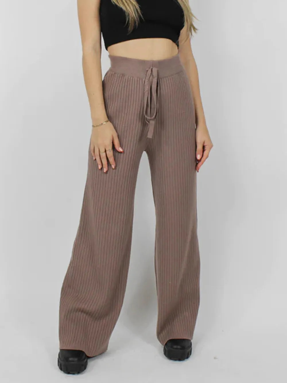 Ribbed Wide Leg Sweater Pants | Bottoms Daverri Fashions