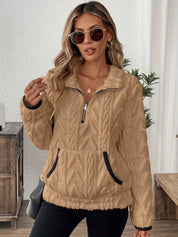 Cozy Sherpa Half Zip Sweatshirt | Sweatshirts Daverri Fashions