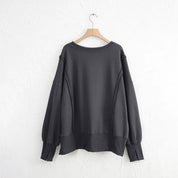 Exposed Seam High-Low Long Sleeve Sweatshirt | Daverri Fashions