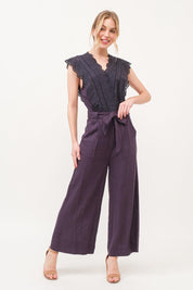 Purple And The Why Laced Surplice Tie Waist Jumpsuit | Jumpsuits Daverri Fashions