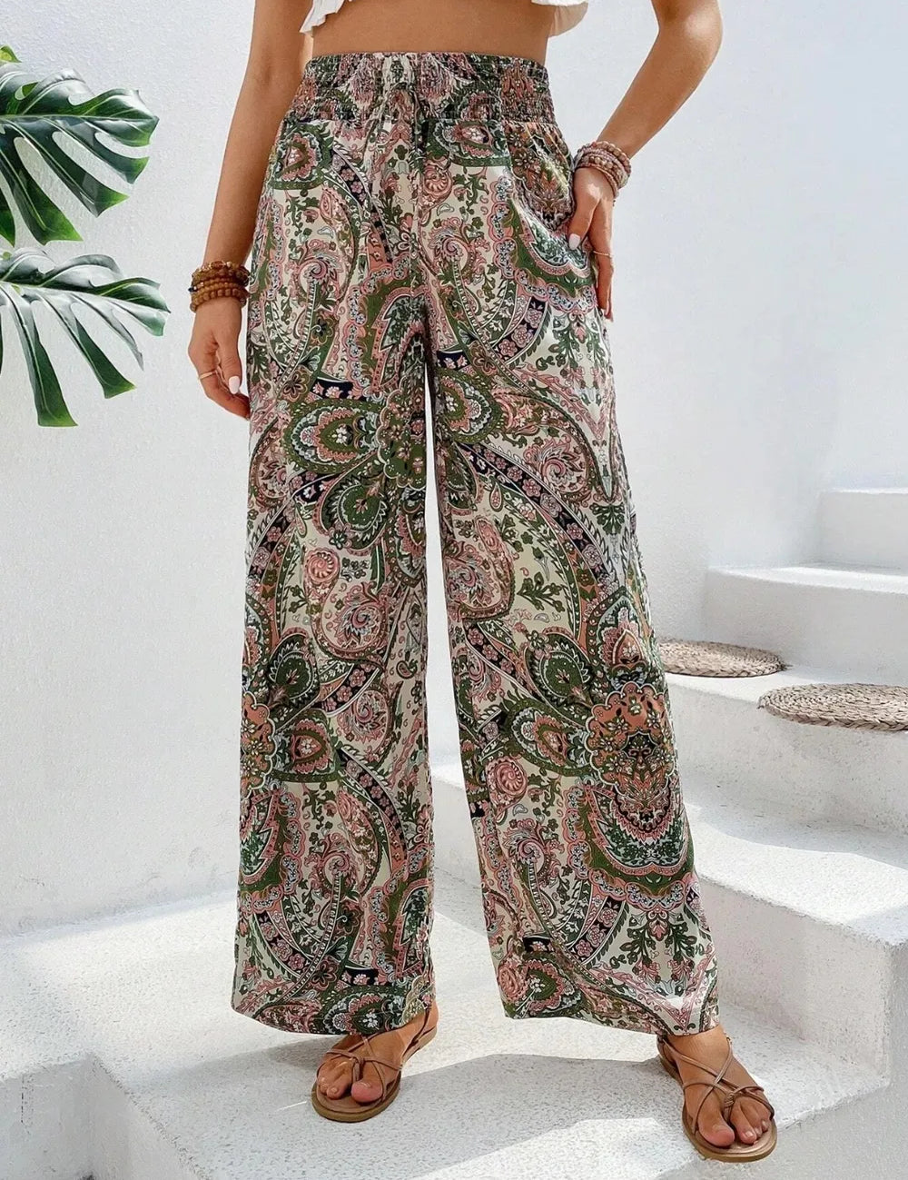 Multicolor Printed Wide Leg Pants | Pants Daverri Fashions