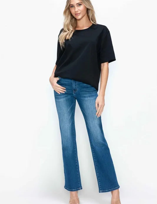 bytos Full Size Cat's Whiskers High Rise Straight Jeans | Jeans Daverri Fashions